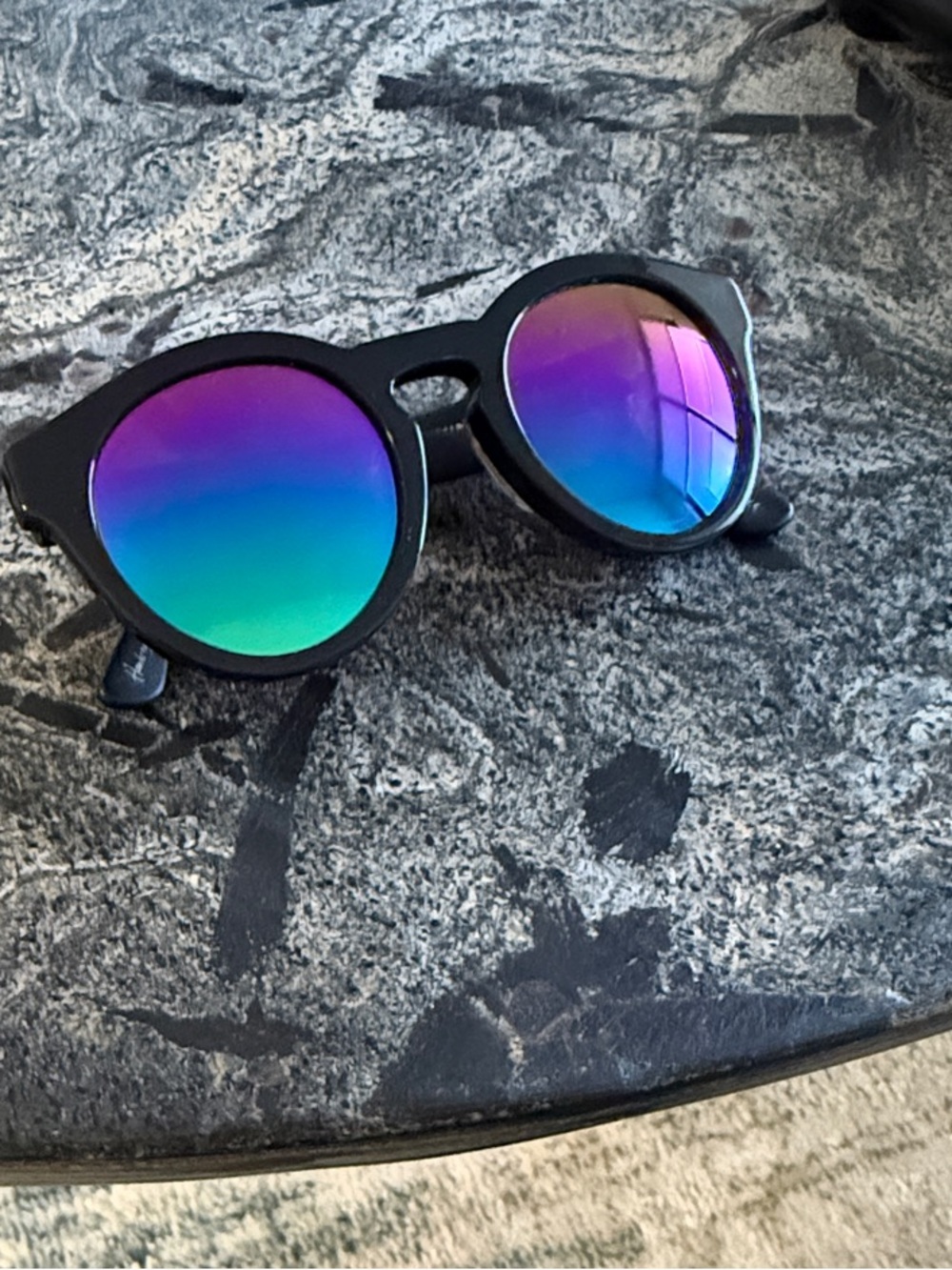 Sunday Somewhere Black Sunglasses with Purple-Blue-Green Mirrored Lenses